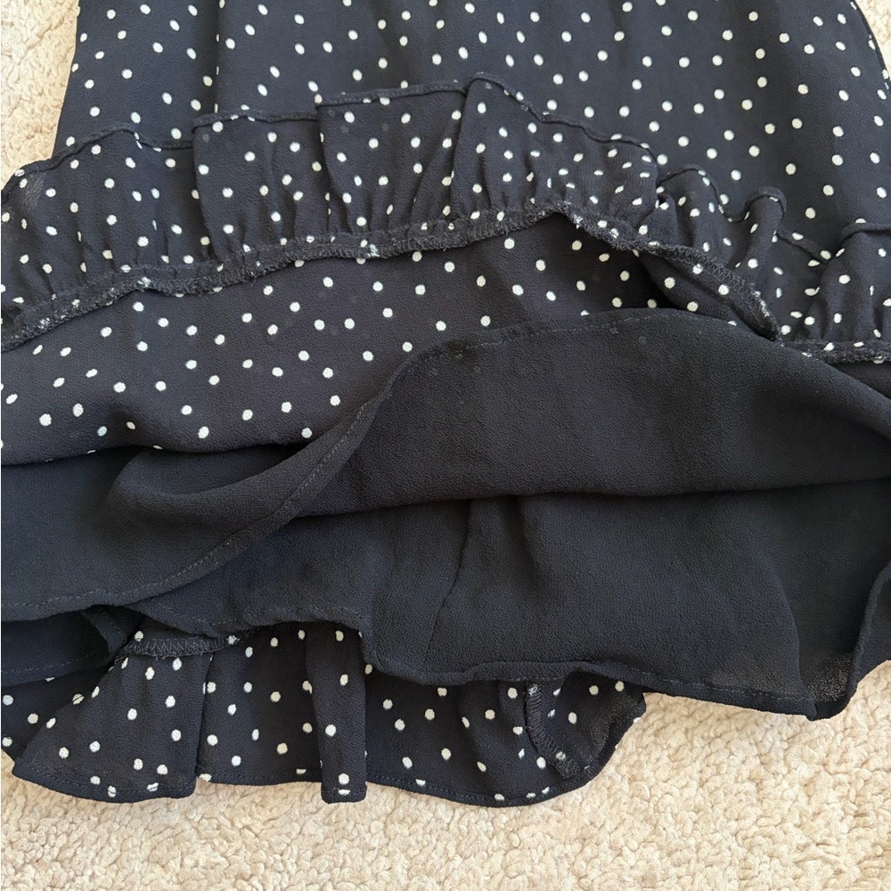 Reformation‎ Fraise Polka Dot Mini Dress Black Tie Front Slip Dress Women's 4 - Picture 11 of 16